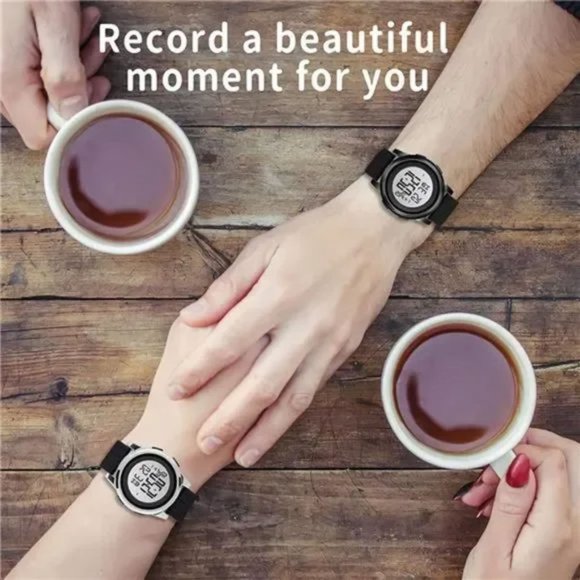 New Mens Digital Watch Ultra-Thin Sports Waterproof Simple Watch Stainless - Picture 6 of 7